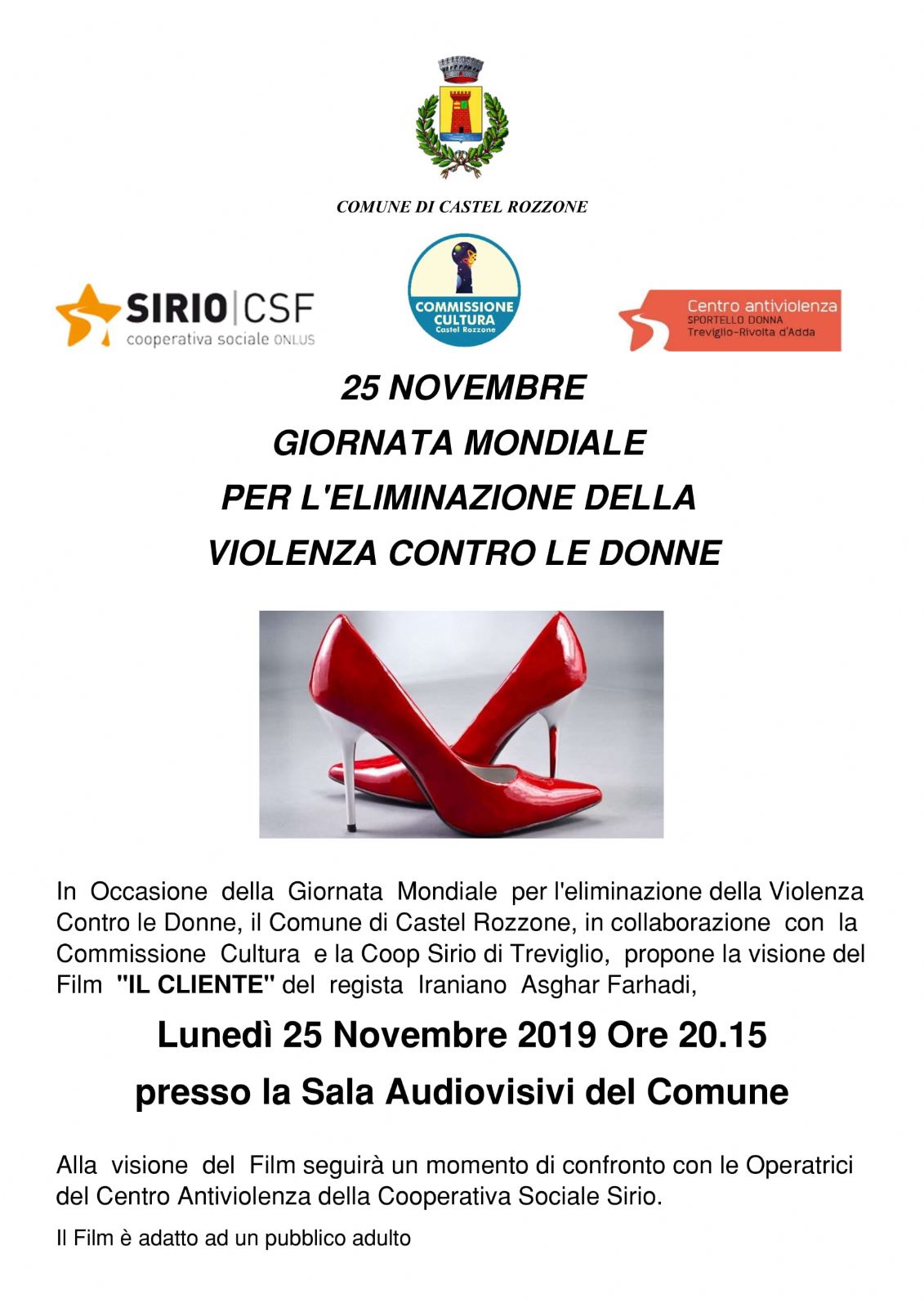 25 novembre giornata mondiale per l eliminazione della violenza contro le donne comune di castel rozzone